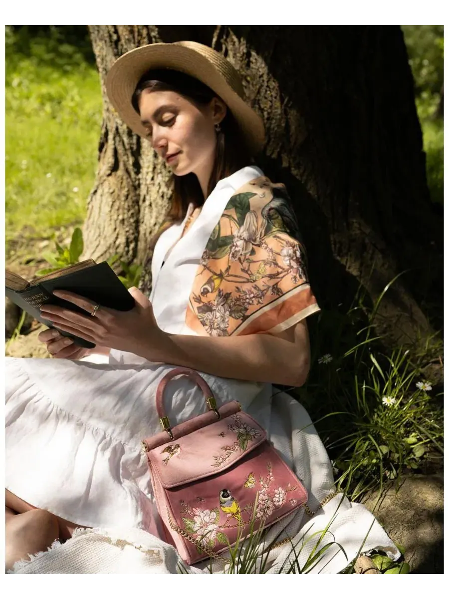 Сумка-шопер с вышивкой Bird Embroidered Mini Fable England — изображение 2 из 3, розовый
