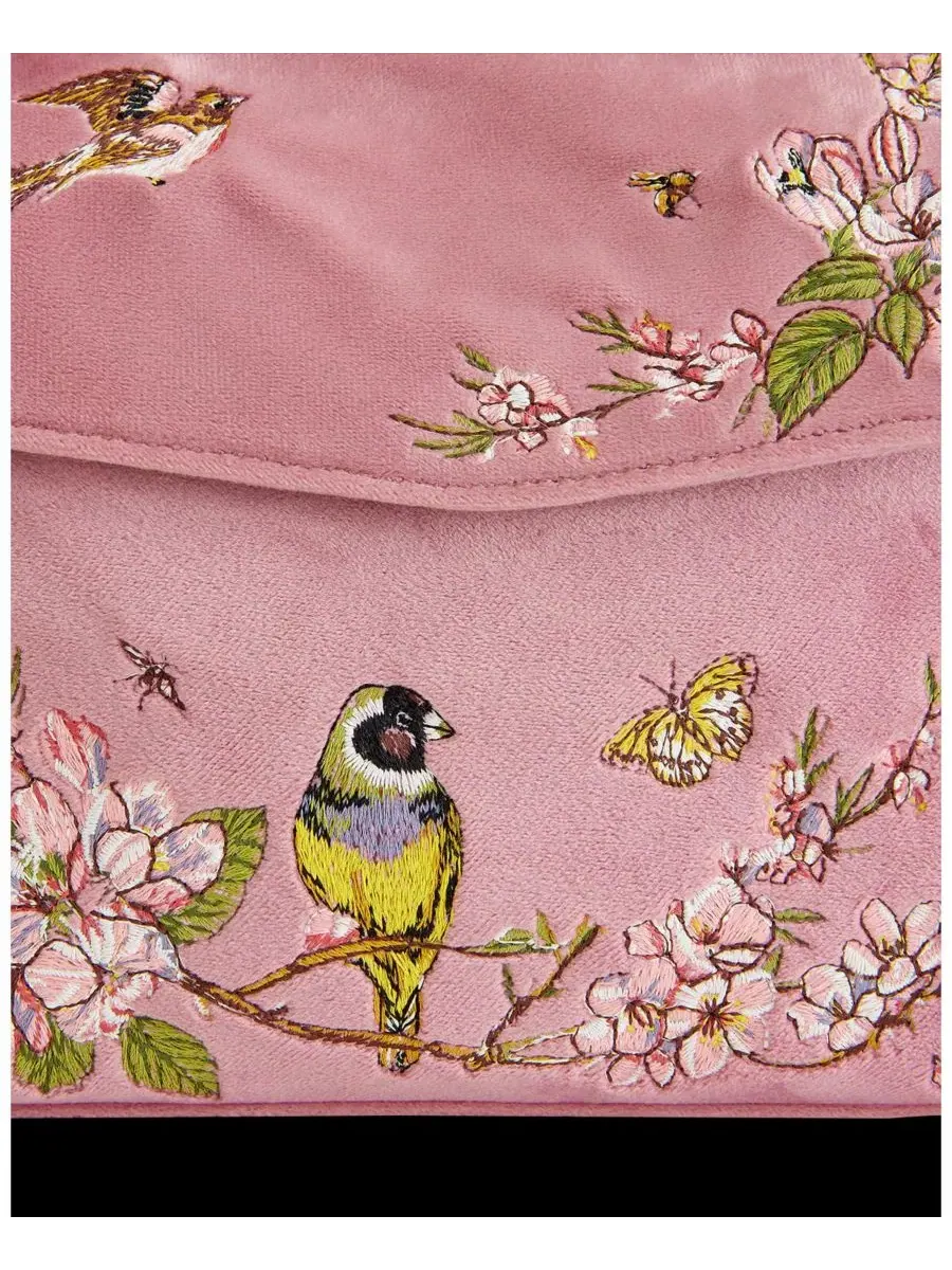 Сумка-шопер с вышивкой Bird Embroidered Mini Fable England — изображение 3 из 3, розовый