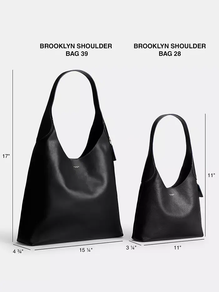 Кожаная сумка через плечо Brooklyn 28 COACH — изображение 7 из 9, черный