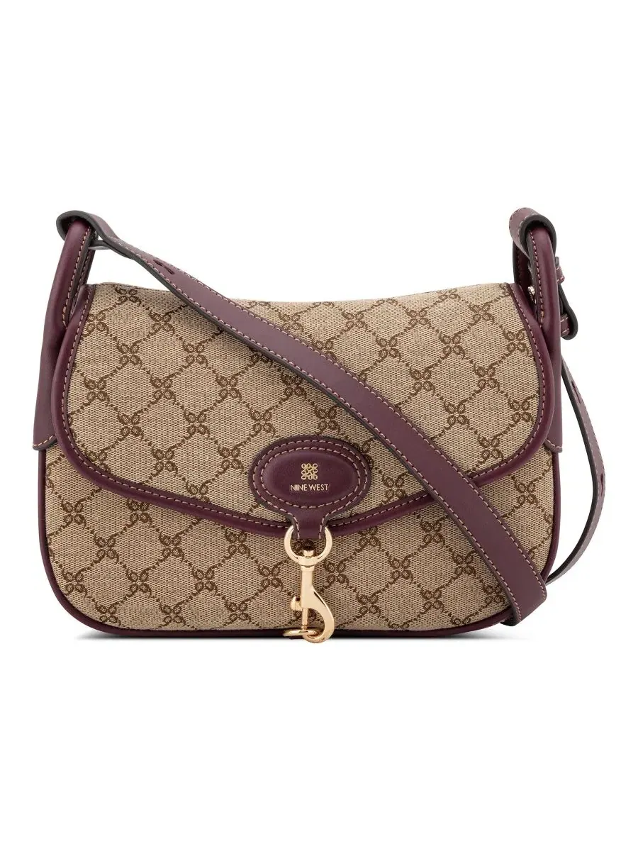 Сумка через плечо Cobel Convertible Flap Small Crossbody Nine West, Mocha Logo/Boysenberry