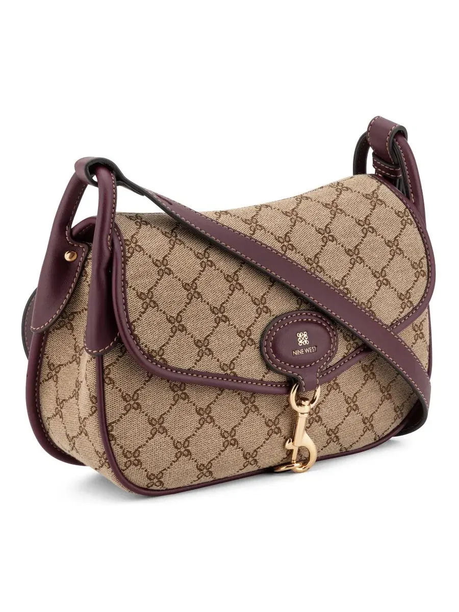 Сумка через плечо Cobel Convertible Flap Small Crossbody Nine West, Mocha Logo/Boysenberry — изображение 3 из 4