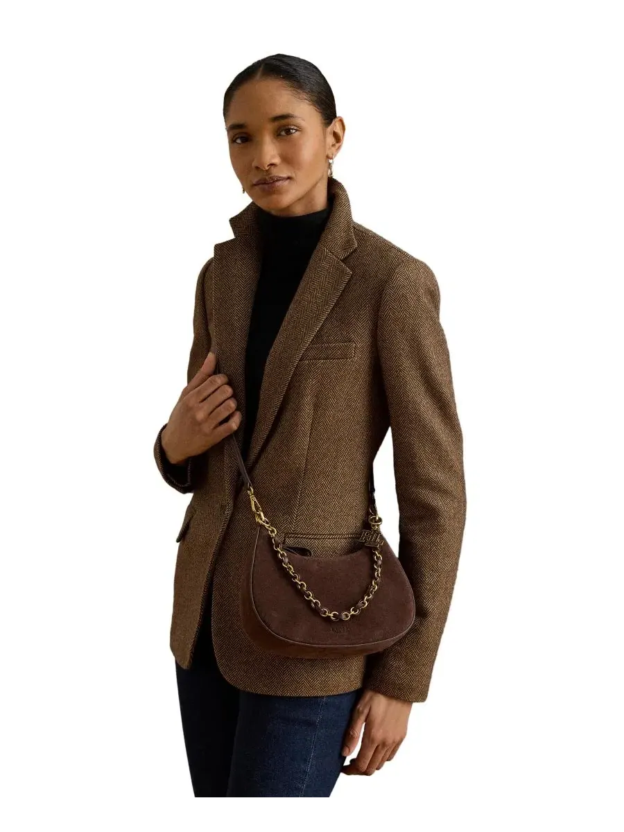 Мини-сумка через плечо Marcy Suede Zipper Lauren Ralph Lauren — изображение 3 из 7, коричневый