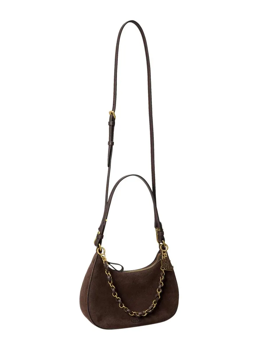 Мини-сумка через плечо Marcy Suede Zipper Lauren Ralph Lauren — изображение 5 из 7, коричневый