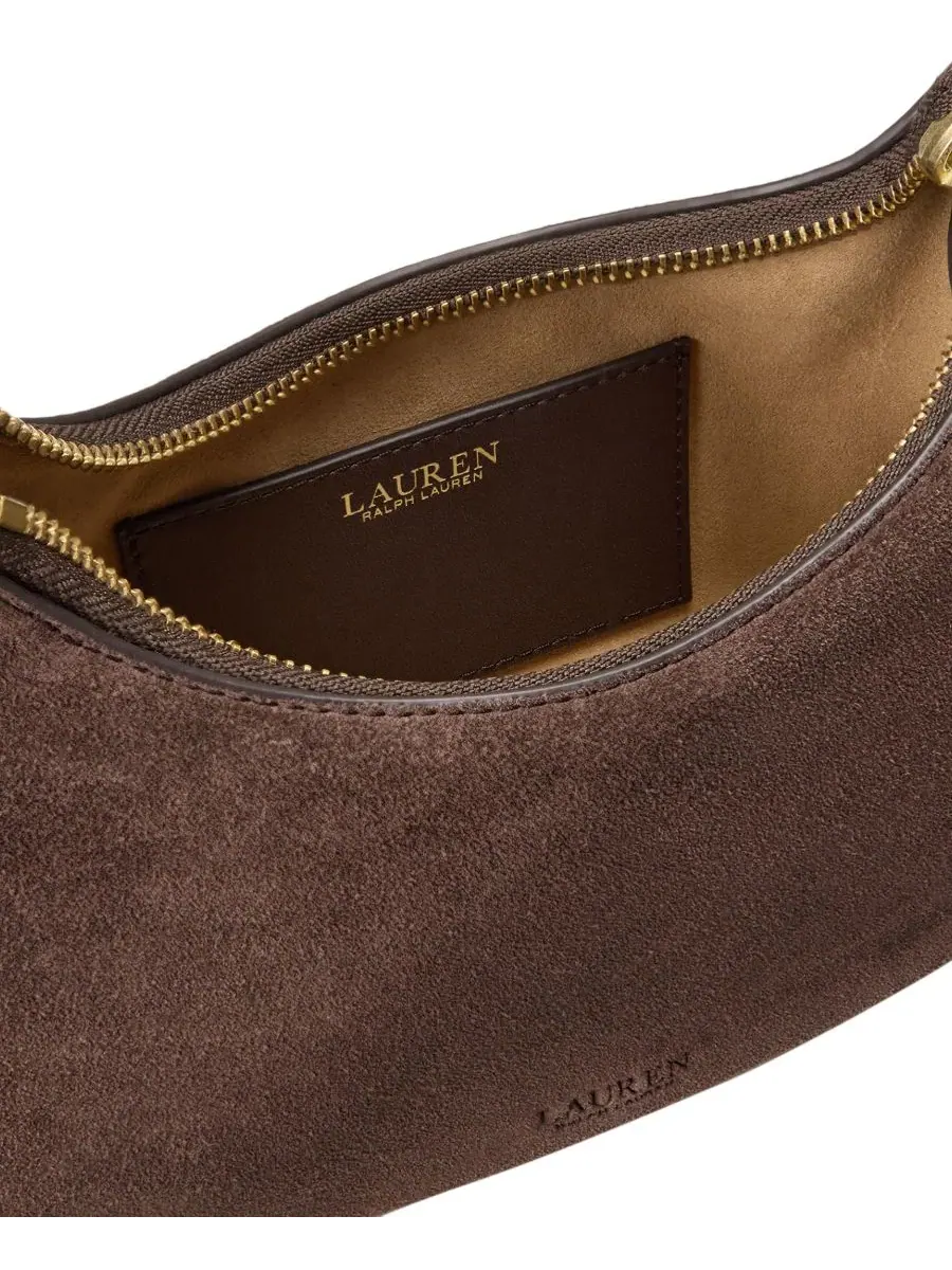 Мини-сумка через плечо Marcy Suede Zipper Lauren Ralph Lauren — изображение 6 из 7, коричневый