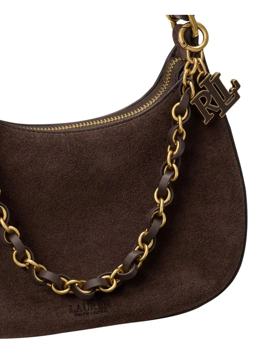 Мини-сумка через плечо Marcy Suede Zipper Lauren Ralph Lauren — изображение 7 из 7, коричневый