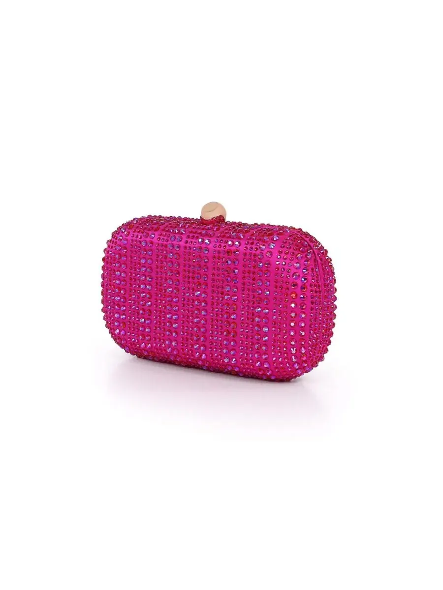 Вечерний клатч-минаудиер с кристаллами Harlow Crystal Minaudiere Jewel Badgley Mischka — изображение 2 из 4, розовый