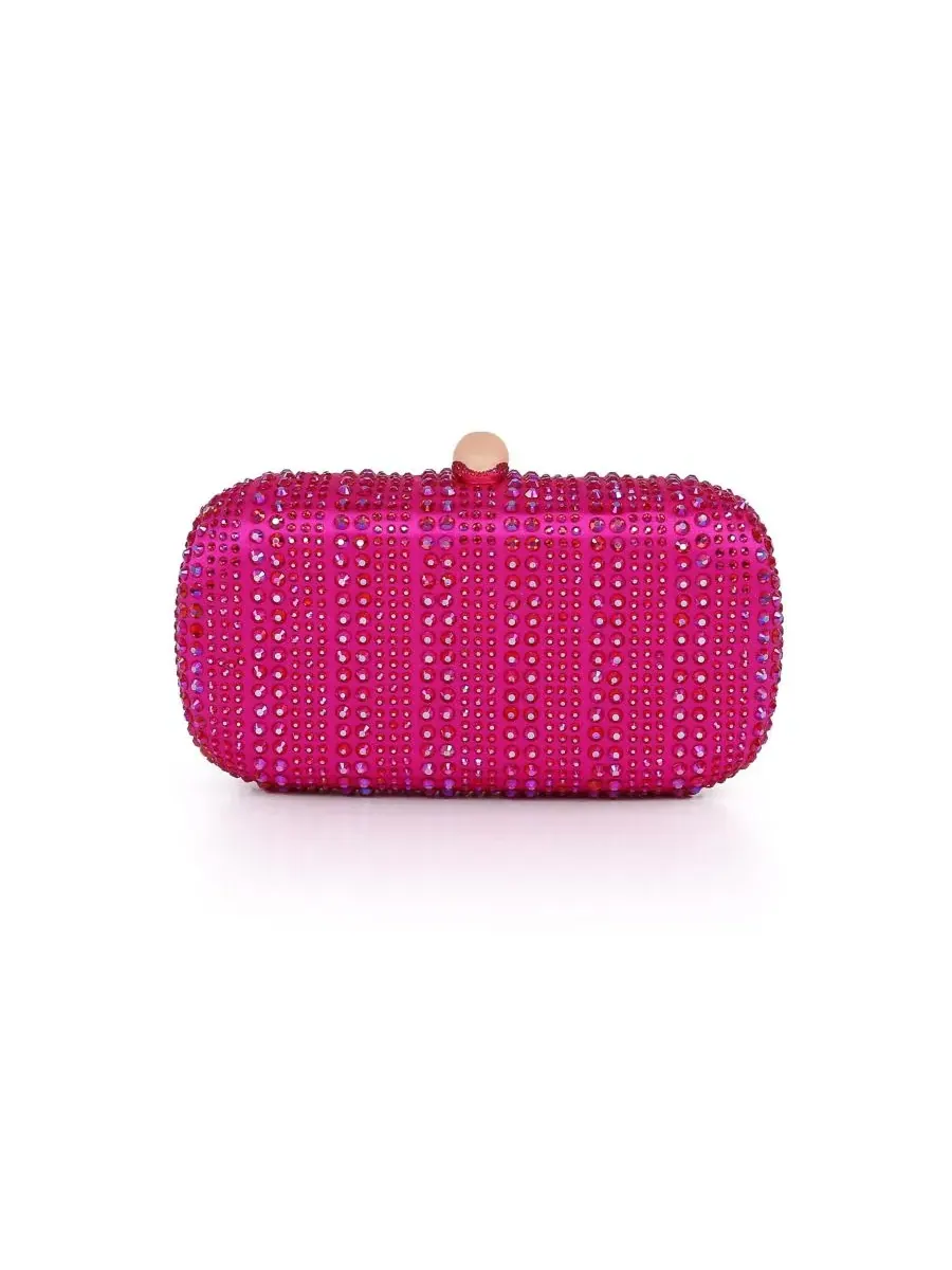 Вечерний клатч-минаудиер с кристаллами Harlow Crystal Minaudiere Jewel Badgley Mischka — изображение 3 из 4, розовый