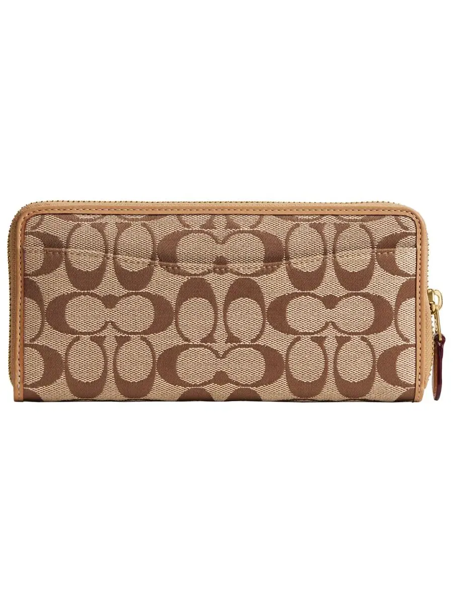 Кошелек Essential Signature Jacquard Slim Accordion Zip Wallet Coach — изображение 2 из 3, хаки светлый