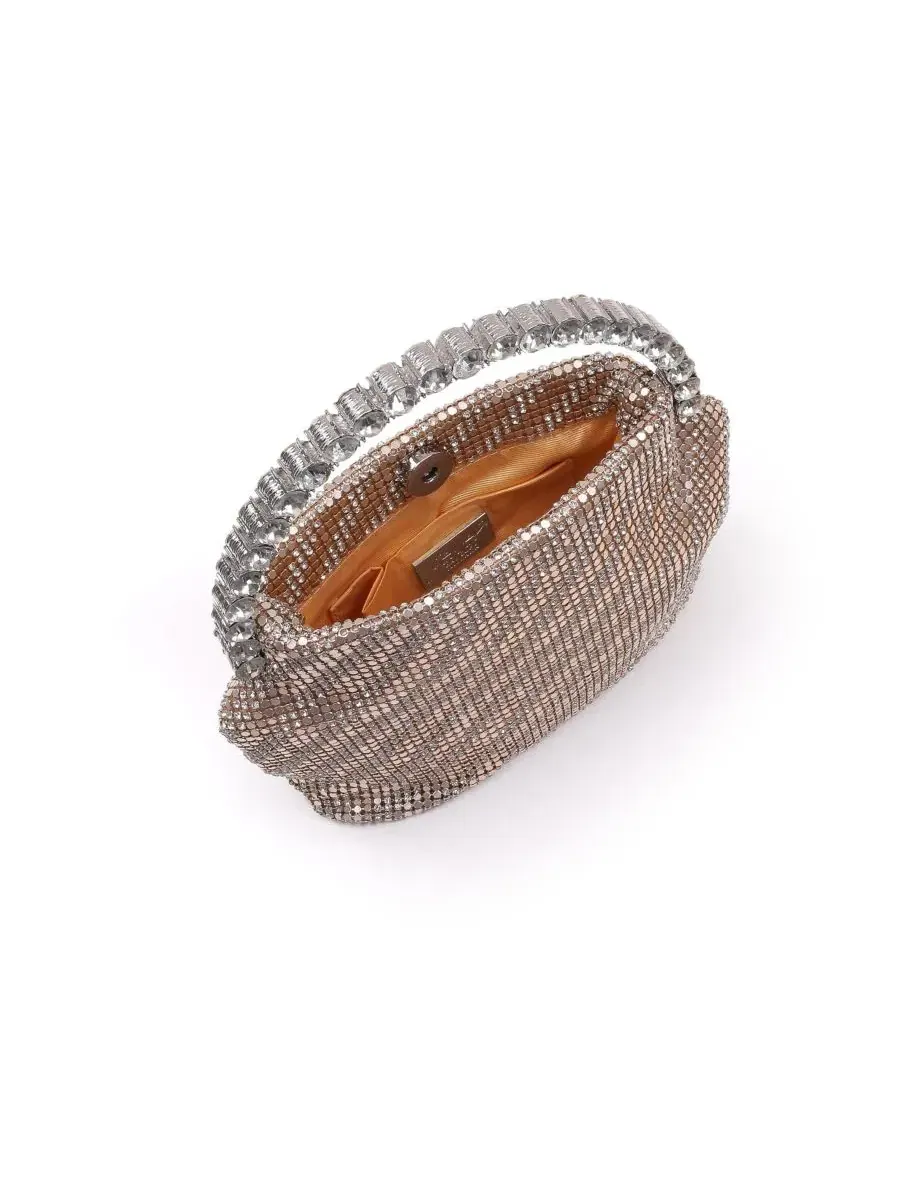 Клатч-конверт из металлической сетки с кристаллами Effie Mesh Pouch Jewel Badgley Mischka — изображение 4 из 4, золото