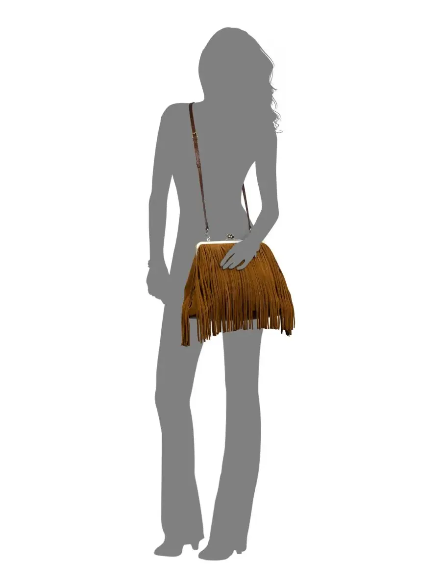 Сумка через плечо Vivienne Medium Suede Fringe Kiss-Lock Frame Patricia Nash — изображение 5 из 7, коричневый