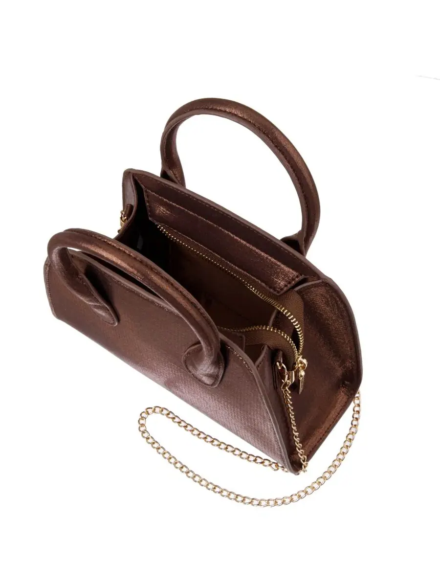 Металлическая сумка-боулинг Ainsley Small Shoulder Handbag Nina — изображение 4 из 7, золотистый