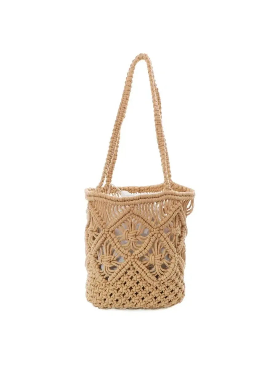 Сумка-шопер с крючком из рафии Natural Raffia Crochet Adornia Fine — коричневый