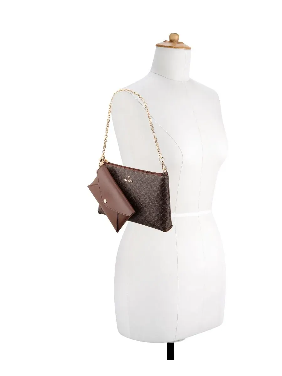 Сумочка через плечо Marissa Convertible Small Wristlet Shoulder Handbag Nine West — изображение 2 из 8, коричневый