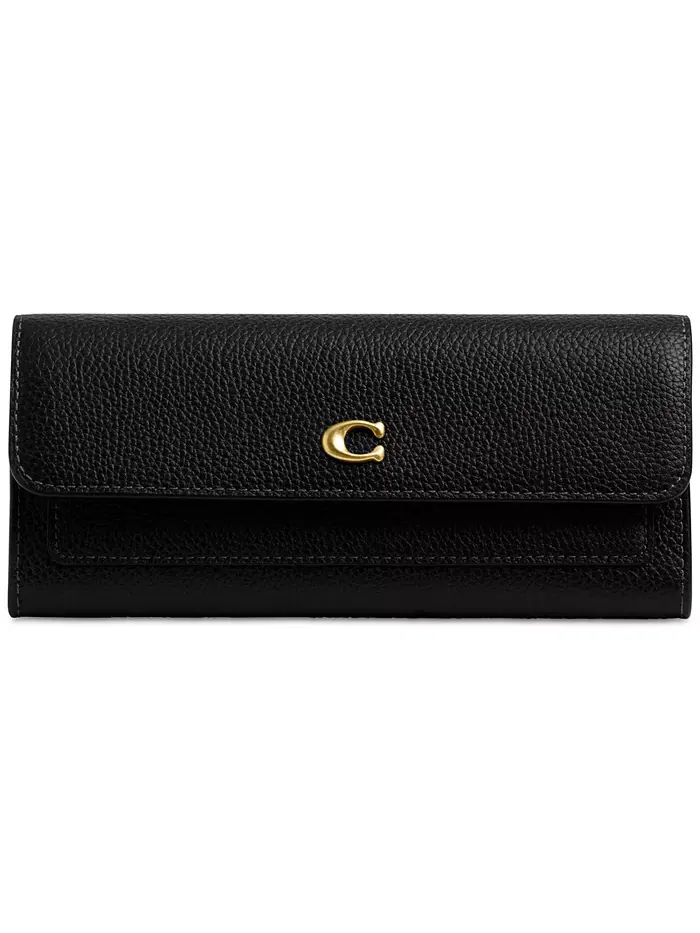 Кошелек кожаный Mila Long Flap с длинным клапаном COACH