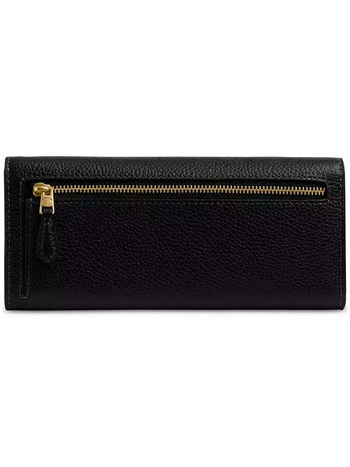 Кошелек кожаный Mila Long Flap с длинным клапаном COACH — изображение 3 из 3, черный