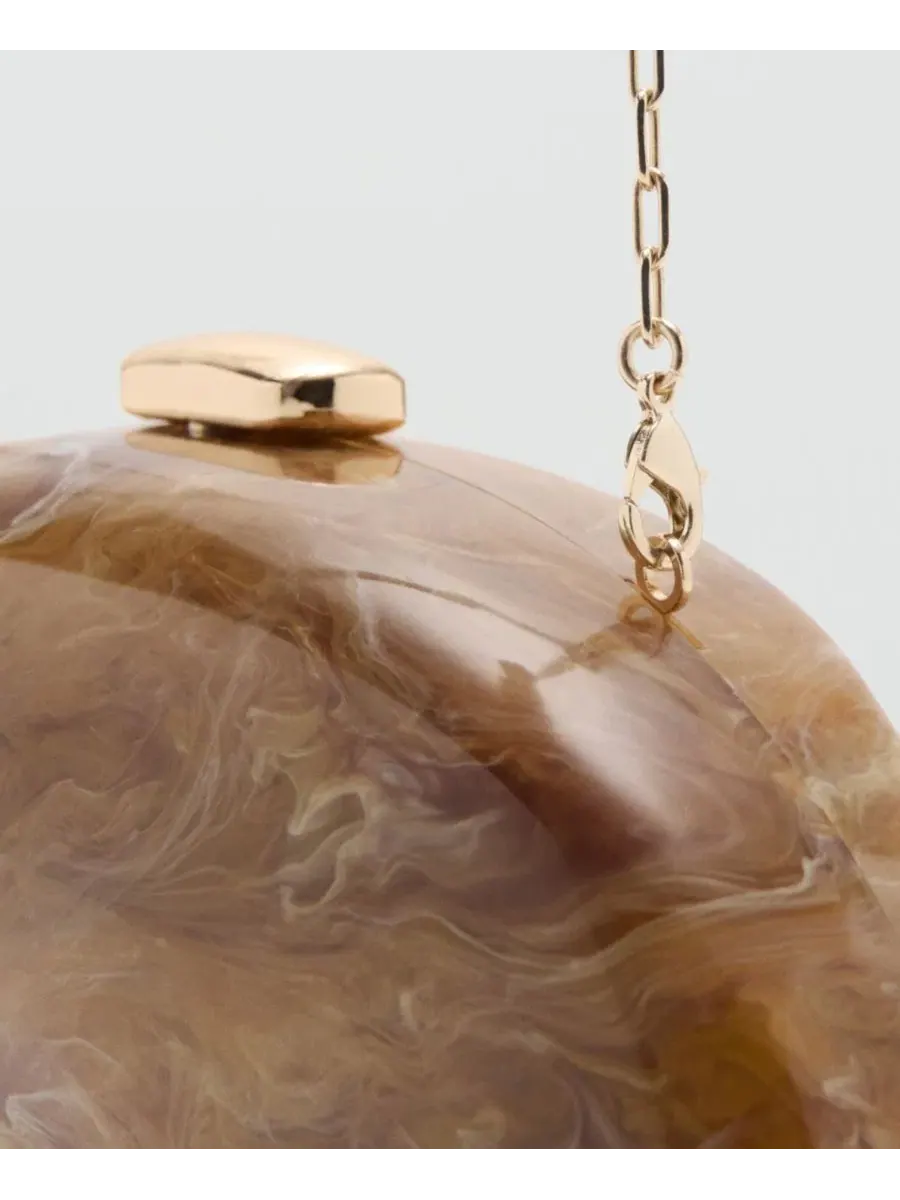 Клатч овальный с цепочкой, модель Oval Clutch Bag MANGO — изображение 3 из 6, коричневый
