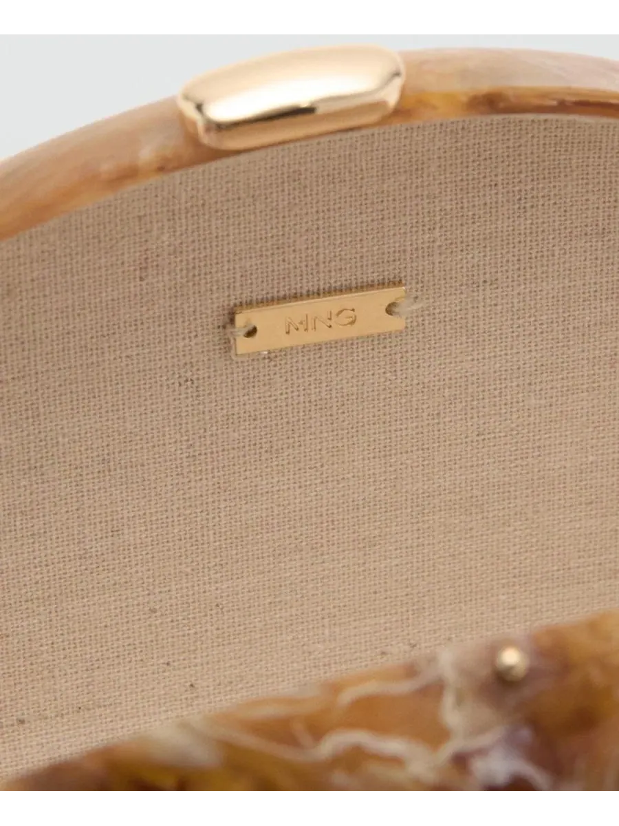 Клатч овальный с цепочкой, модель Oval Clutch Bag MANGO — изображение 5 из 6, коричневый
