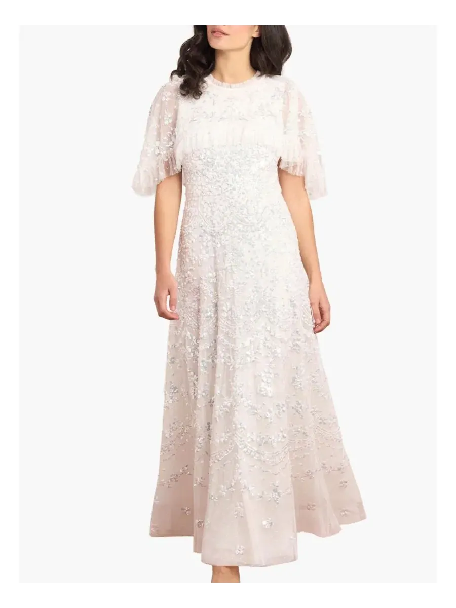 Вечернее платье с пайетками и накидкой Freya Cape Ankle Gown Needle & Thread