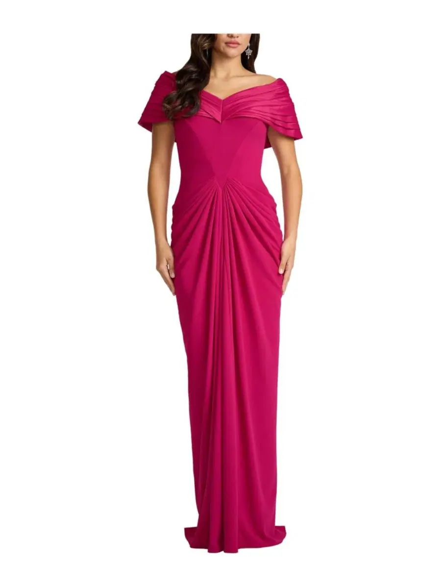 Вечернее платье с плиссированным воротником-портрет Seraphine Pleated Portrait Collar Gown Tadashi