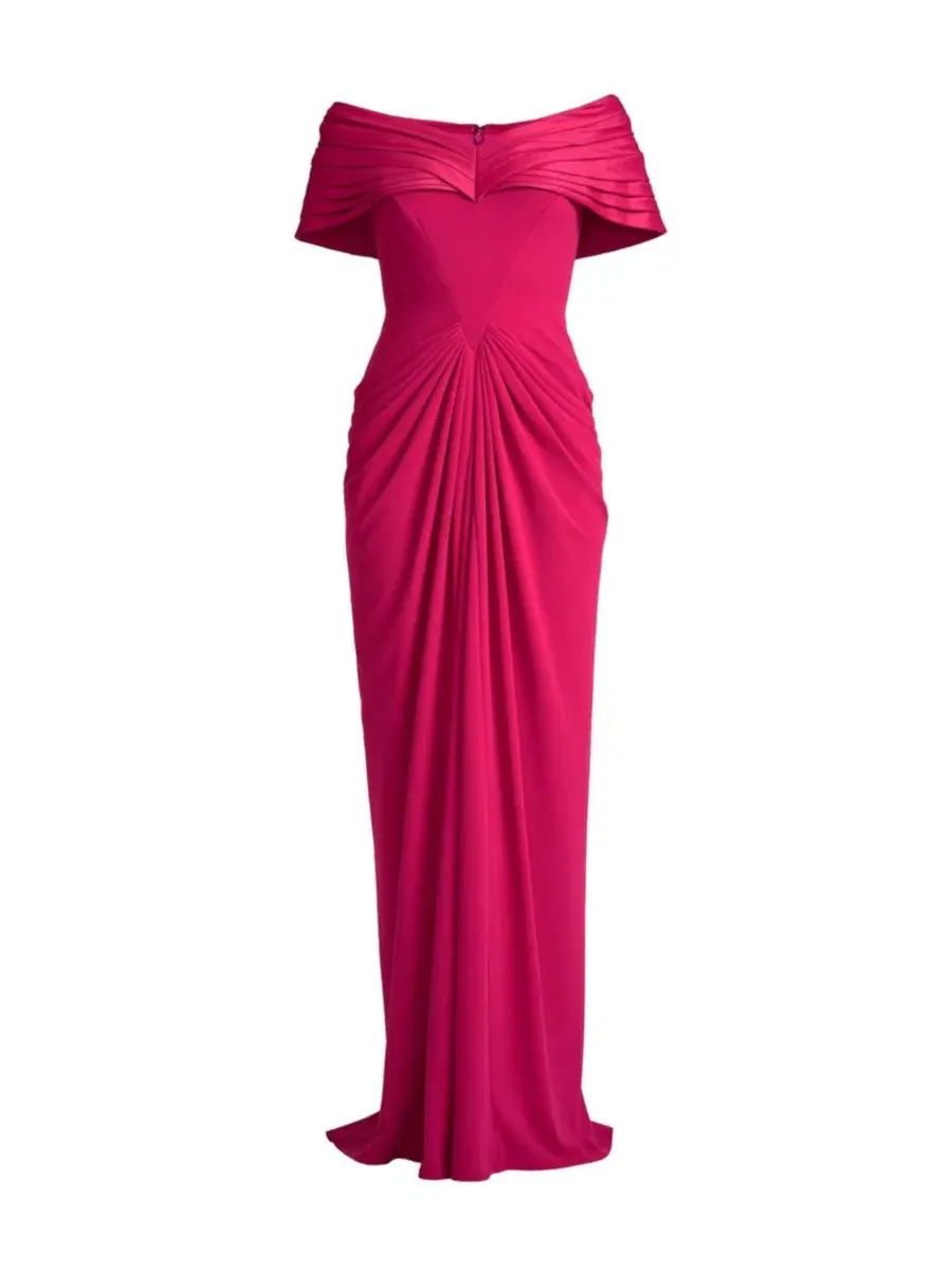 Вечернее платье с плиссированным воротником-портрет Seraphine Pleated Portrait Collar Gown Tadashi — изображение 11 из 11