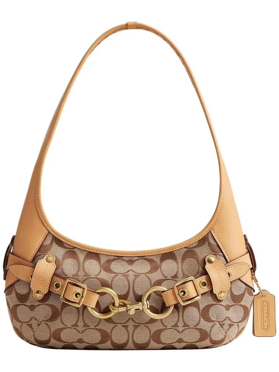 Женская сумка-шопер из жаккарда с ремнем COACH Belted Ergo Small Signature Jacquard Shoulder Bag 26