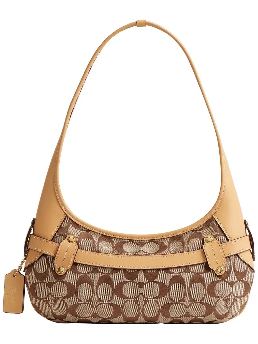 Женская сумка-шопер из жаккарда с ремнем COACH Belted Ergo Small Signature Jacquard Shoulder Bag 26 — изображение 2 из 7