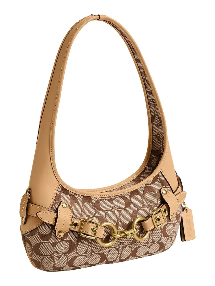 Женская сумка-шопер из жаккарда с ремнем COACH Belted Ergo Small Signature Jacquard Shoulder Bag 26 — изображение 3 из 7