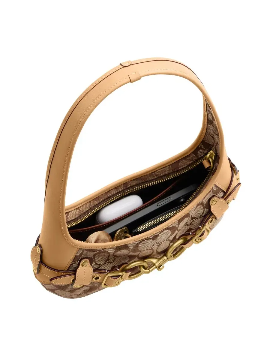 Женская сумка-шопер из жаккарда с ремнем COACH Belted Ergo Small Signature Jacquard Shoulder Bag 26 — изображение 5 из 7