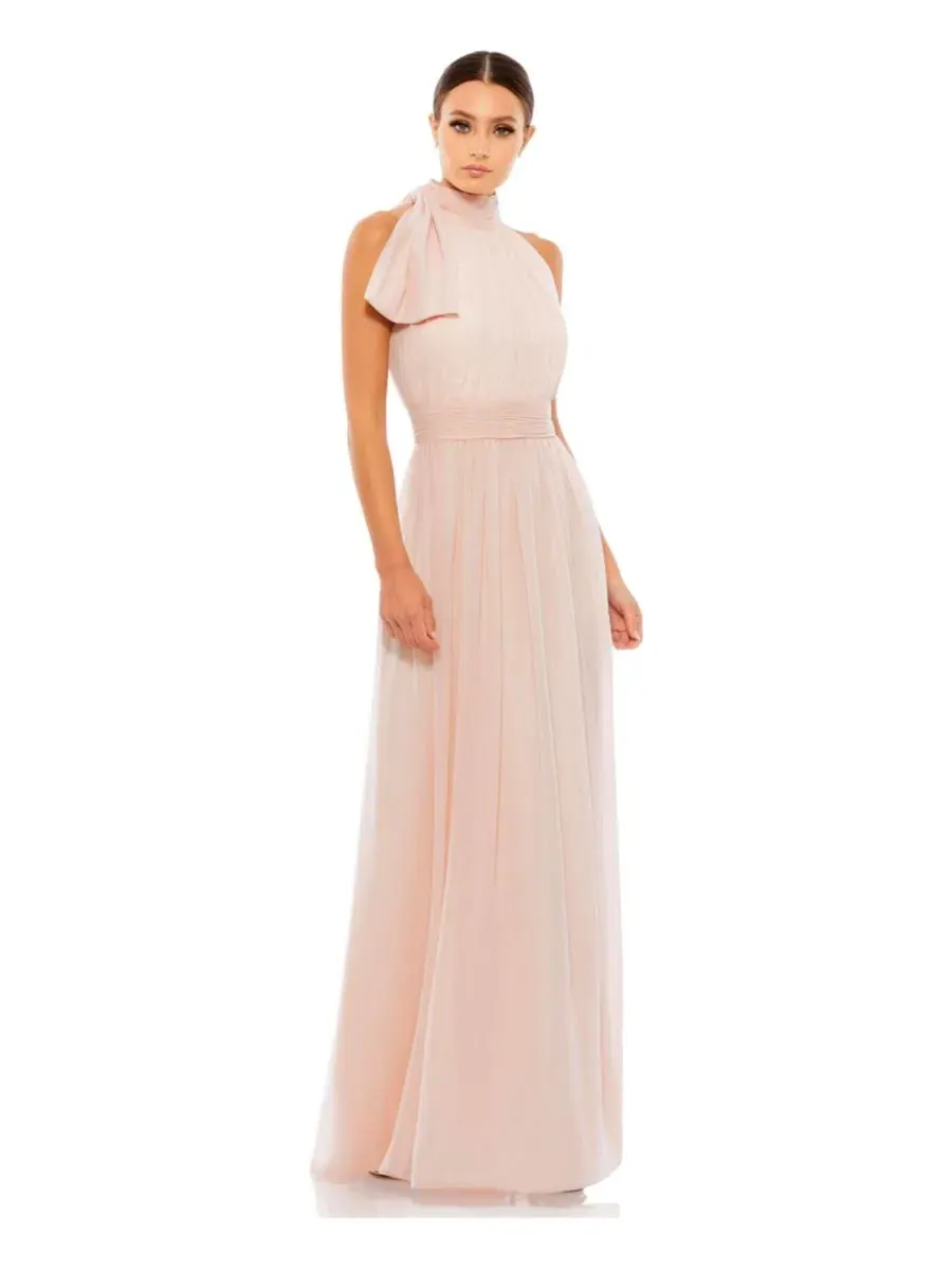 Вечернее платье из шифона с запахом, без рукавов, модель Petite A Line Mac Duggal
