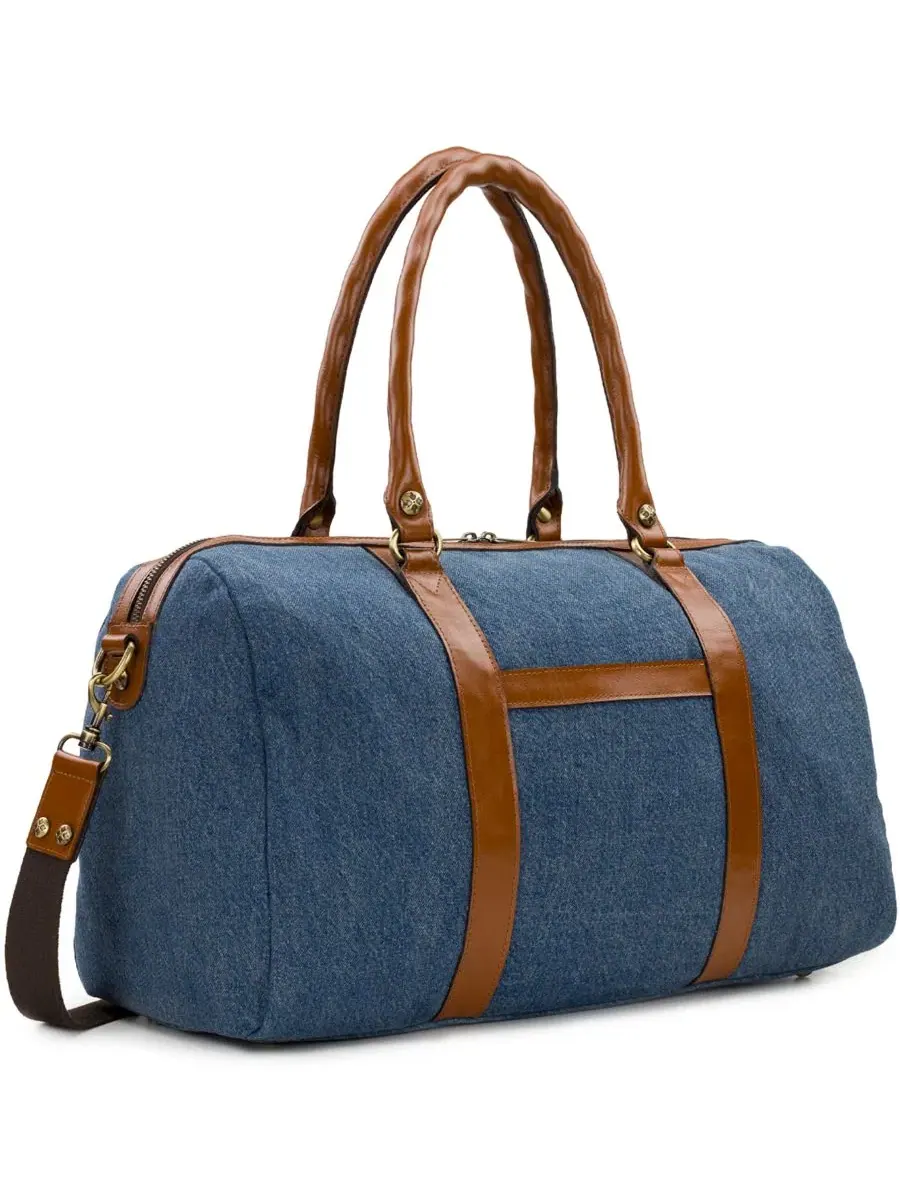 Дорожная сумка Milano Extra-Large Denim Weekender Duffel Handbag Patricia Nash, деним — изображение 3 из 4, джинсовый синий