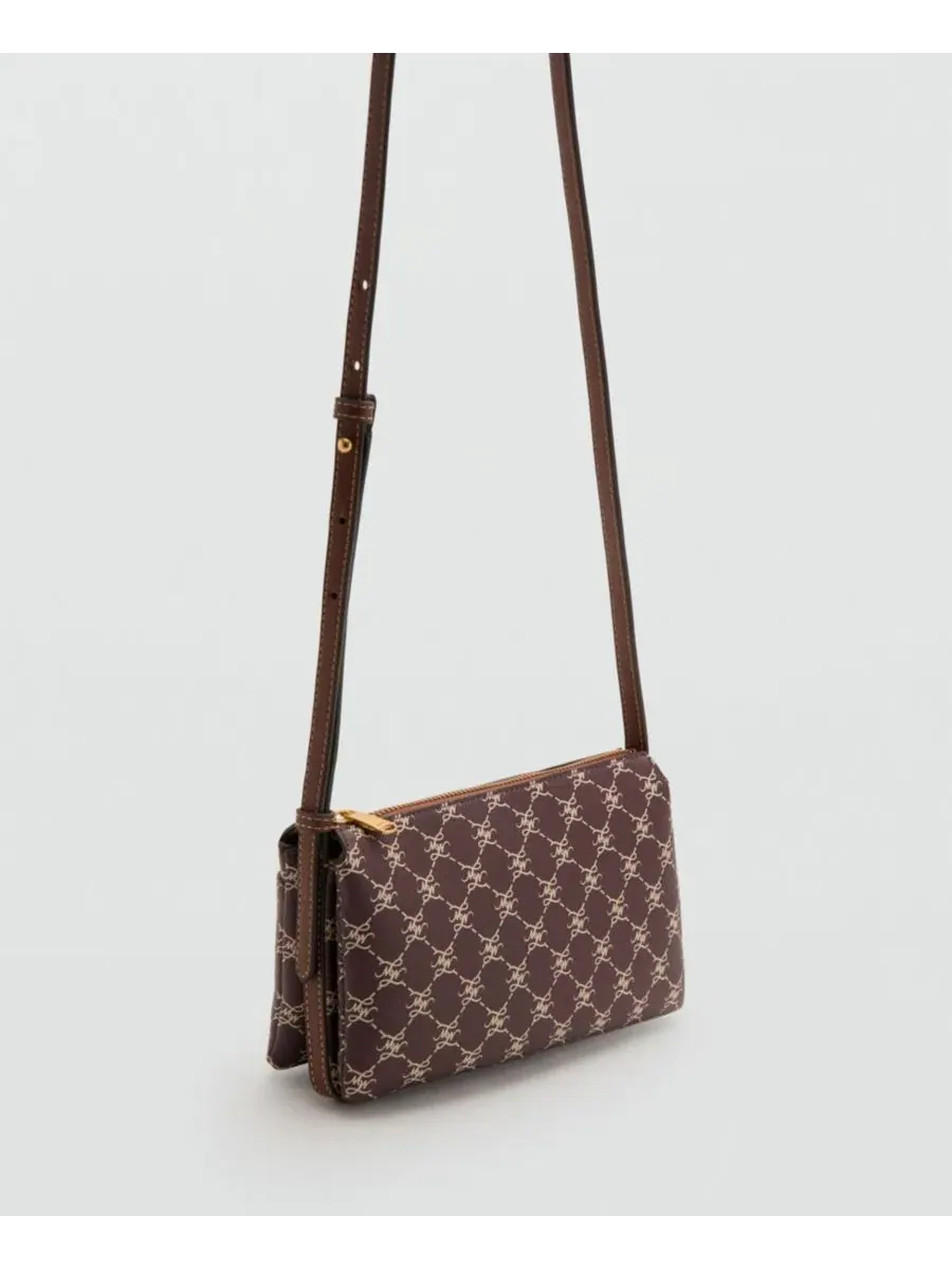 Сумка через плечо с принтом Mango Shoulder Bag With Printed Logo — изображение 2 из 5, бордовый