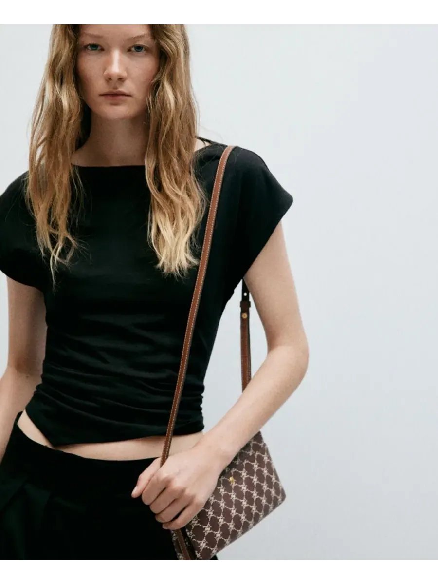 Сумка через плечо с принтом Mango Shoulder Bag With Printed Logo — изображение 5 из 5, бордовый