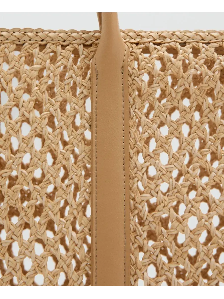 Сумка через плечо плетеная Braided Shoulder Bag MANGO — изображение 3 из 4, светлый бежевый