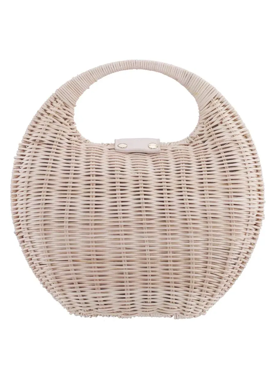Женская сумка-сэтчел из ротанга Kava Rounded Rattan Small Satchel Handbag Nina — изображение 2 из 6, белый