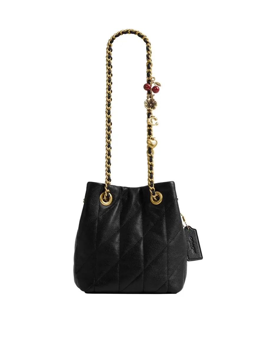 Кожаная сумка-кроссбоди с кулиской COACH — изображение 1 из 9, черный