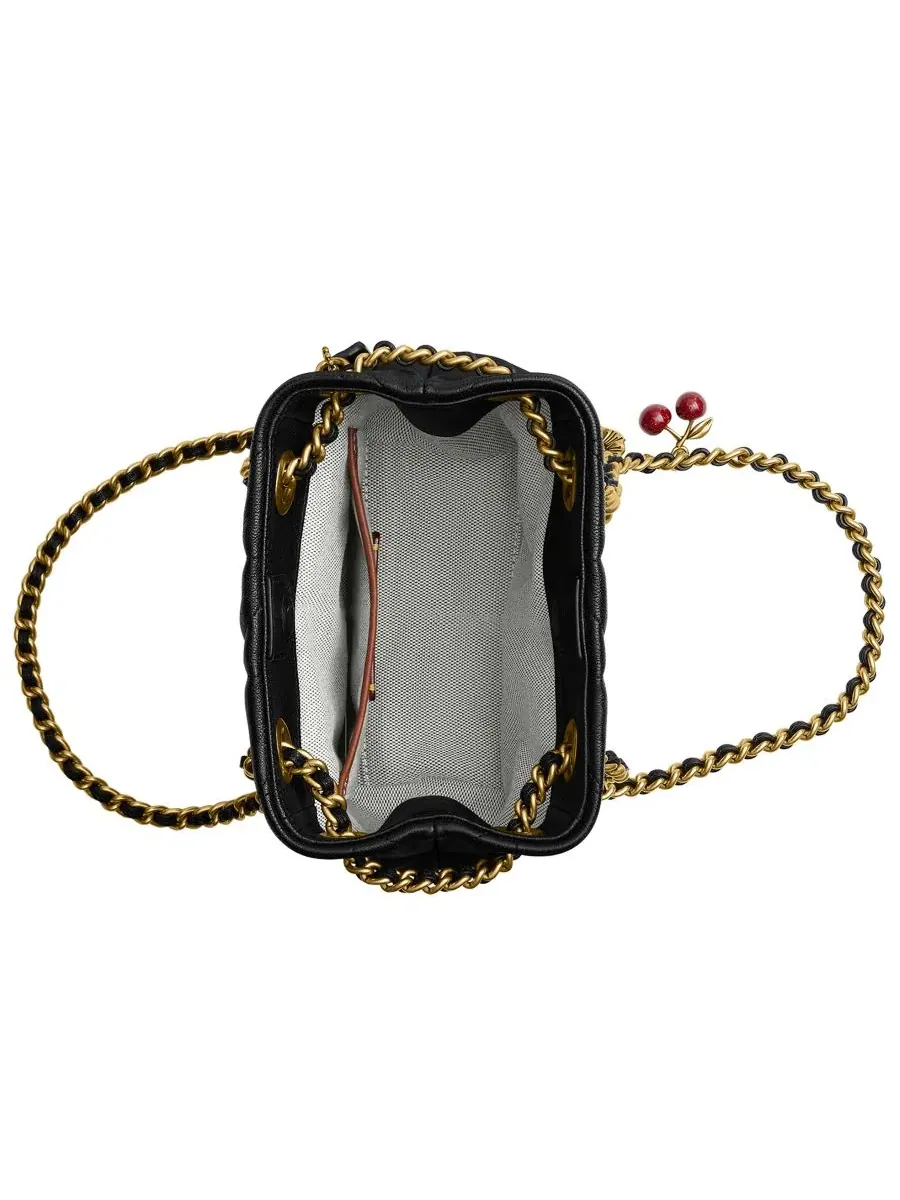 Кожаная сумка-кроссбоди с кулиской COACH — изображение 4 из 9, черный