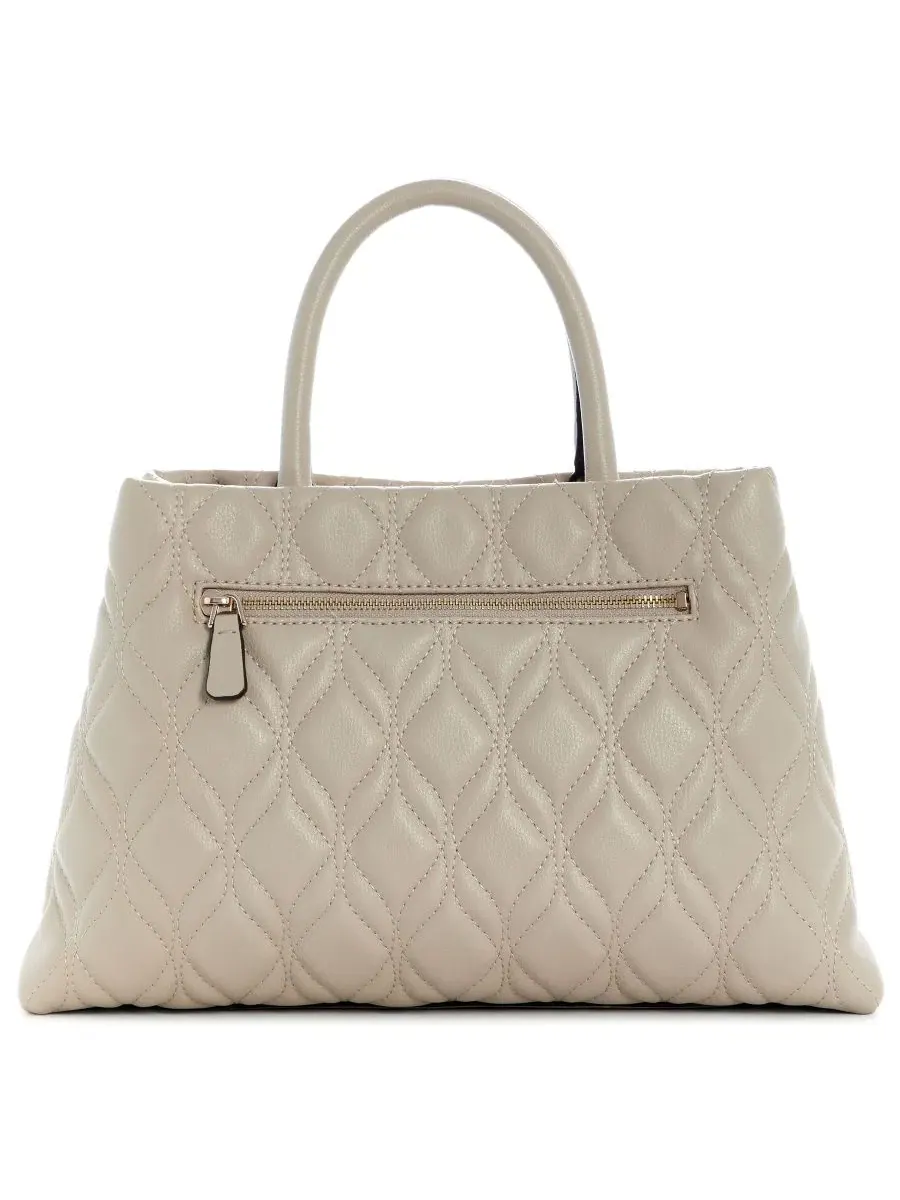 Сумка через плечо с цепочкой и верхней ручкой Maxine Top Handle Large Satchel GUESS — изображение 2 из 5, бежевый