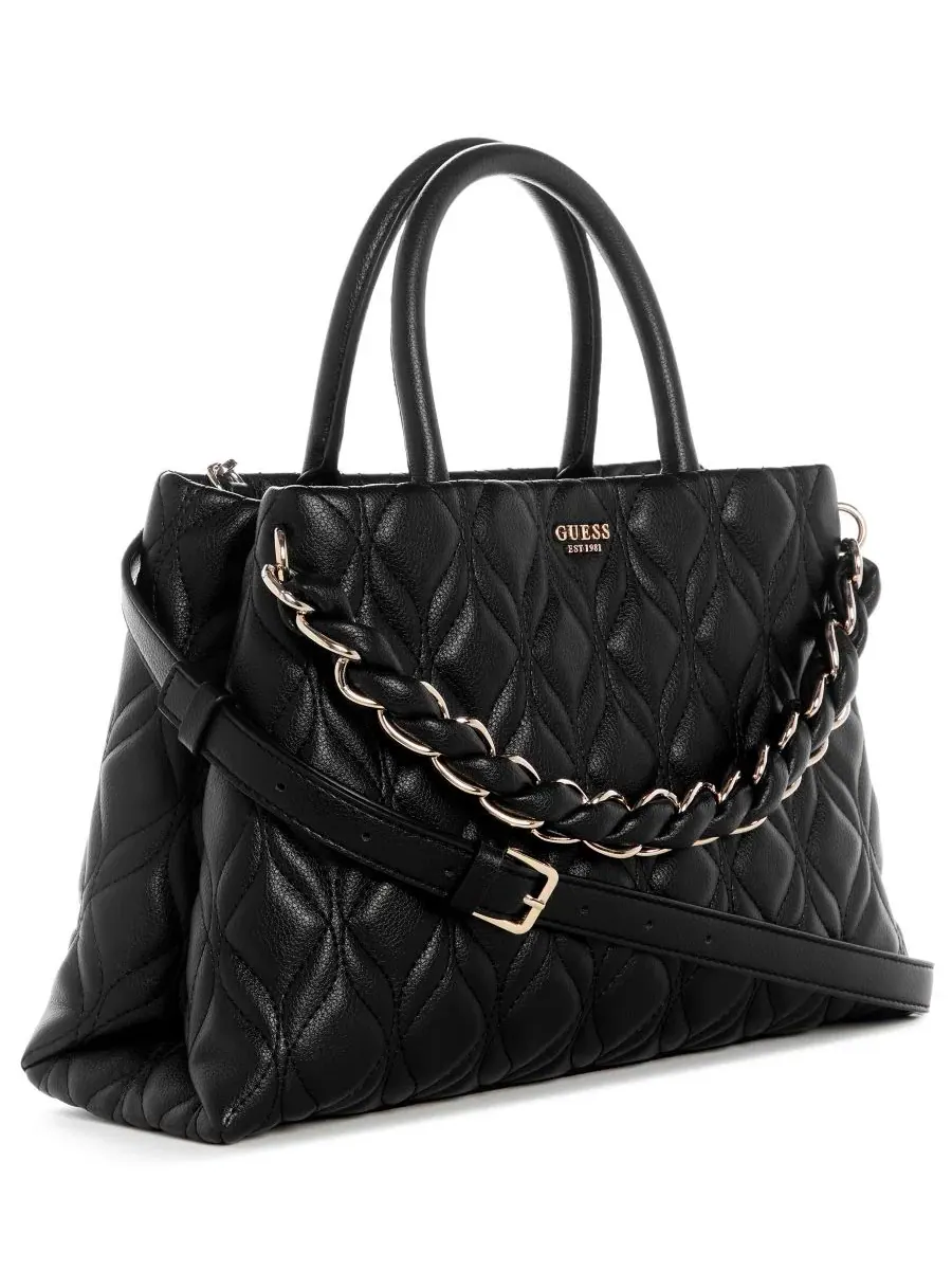 Сумка через плечо с цепочкой GUESS, Maxine Top Handle Large Satchel — изображение 3 из 5, черный