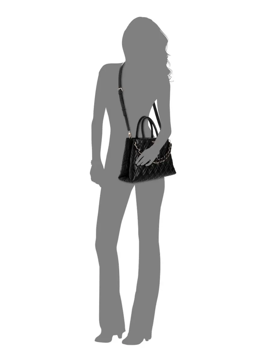 Сумка через плечо с цепочкой GUESS, Maxine Top Handle Large Satchel — изображение 5 из 5, черный