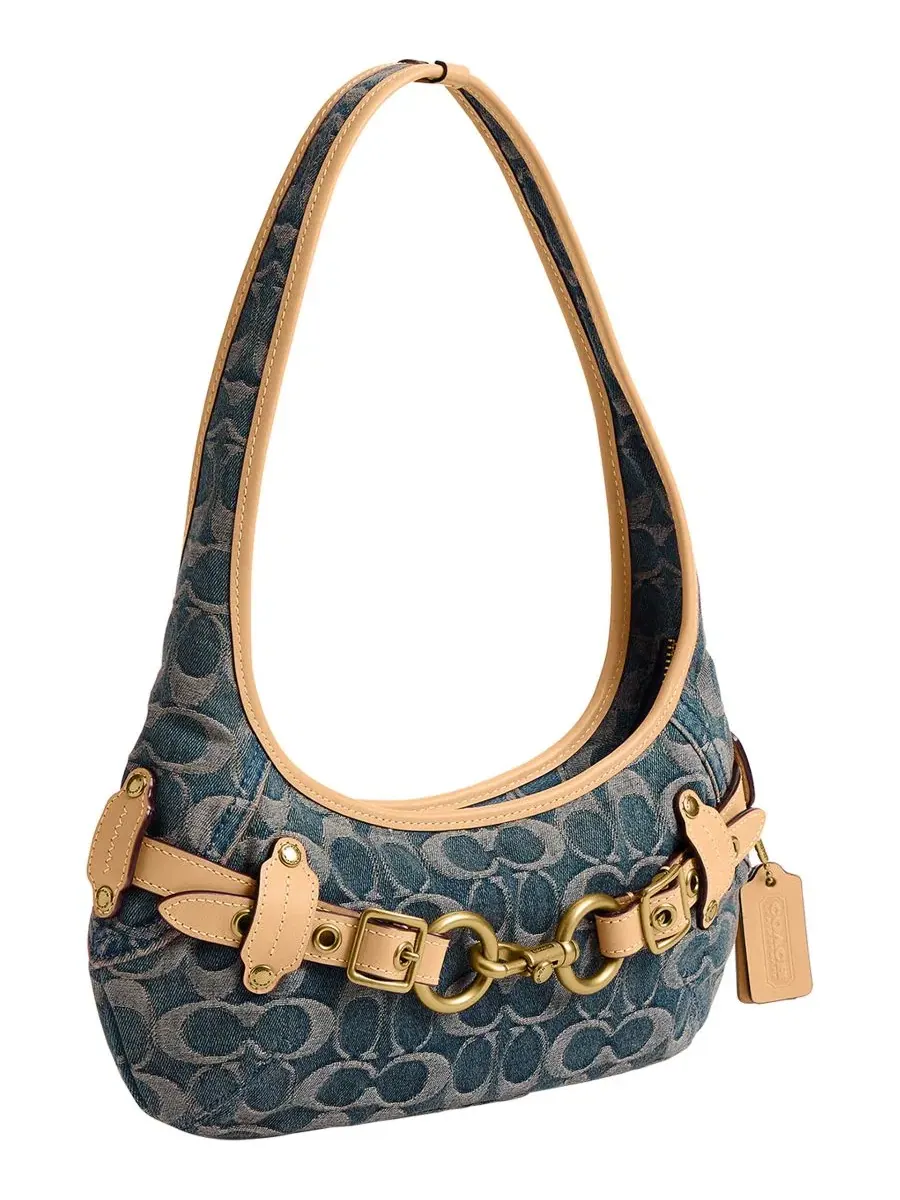 Сумка через плечо с ремнем, деним COACH — изображение 3 из 7, джинсовый синий