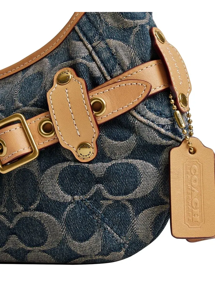 Сумка через плечо с ремнем, деним COACH — изображение 6 из 7, джинсовый синий