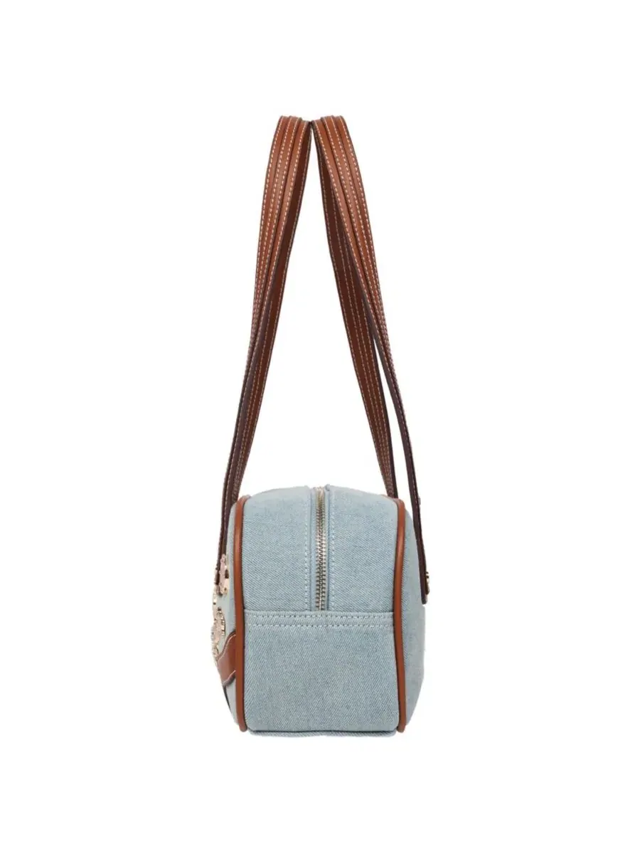 Сумка-сатчел с принтом и декором Arbor Multi Pin Logo Denim True Religion — изображение 4 из 8, джинсовый синий