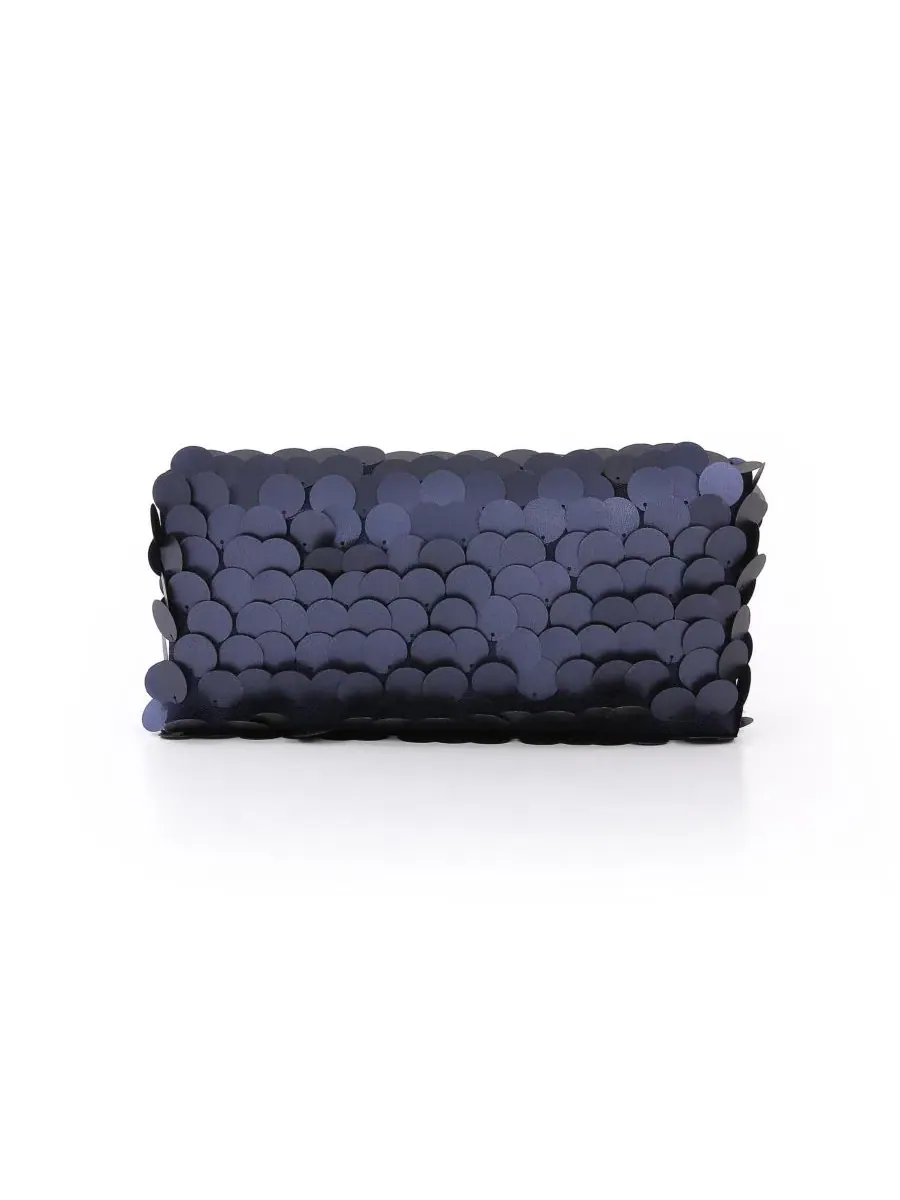 Вечерний клатч с пайетками, модель Kit Payette Sequin Envelope Jewel Badgley Mischka — изображение 3 из 4, темно-синий
