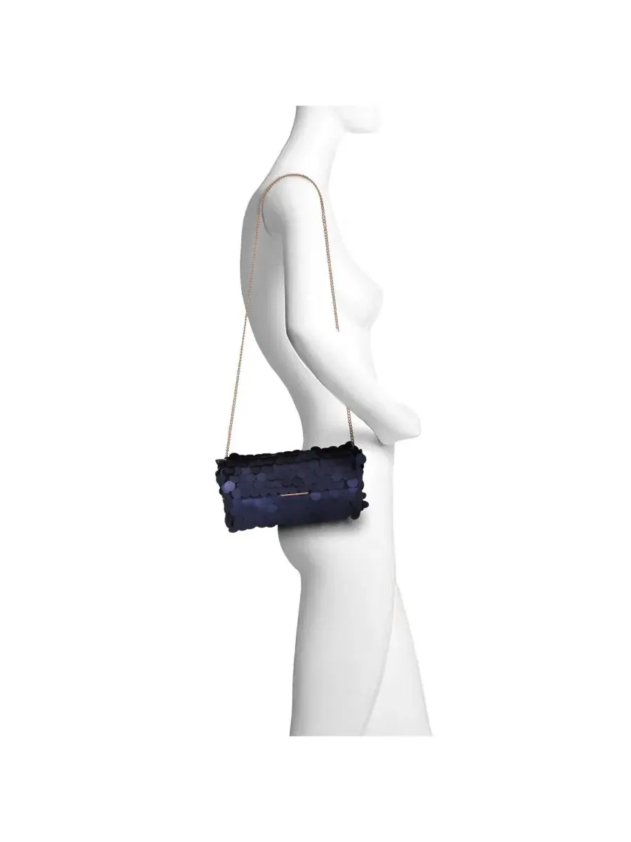 Вечерний клатч с пайетками, модель Kit Payette Sequin Envelope Jewel Badgley Mischka — изображение 4 из 4, темно-синий