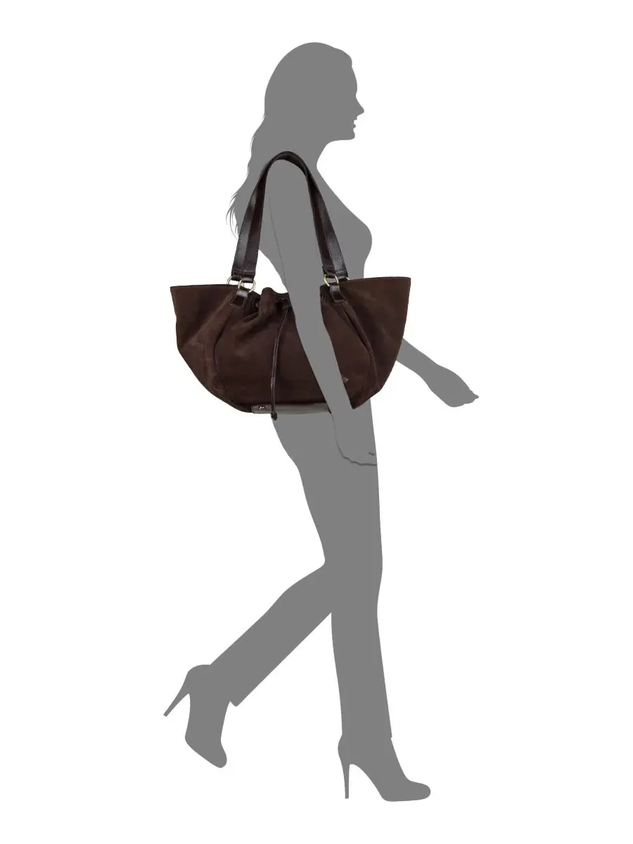 Сумка-шопер Mads Small Suede Drawstring Tote Bag Patricia Nash — изображение 5 из 5, шоколад