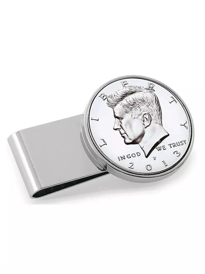 Мужской зажим для монет в полдоллара JFK из нержавеющей стали American Coin Treasures