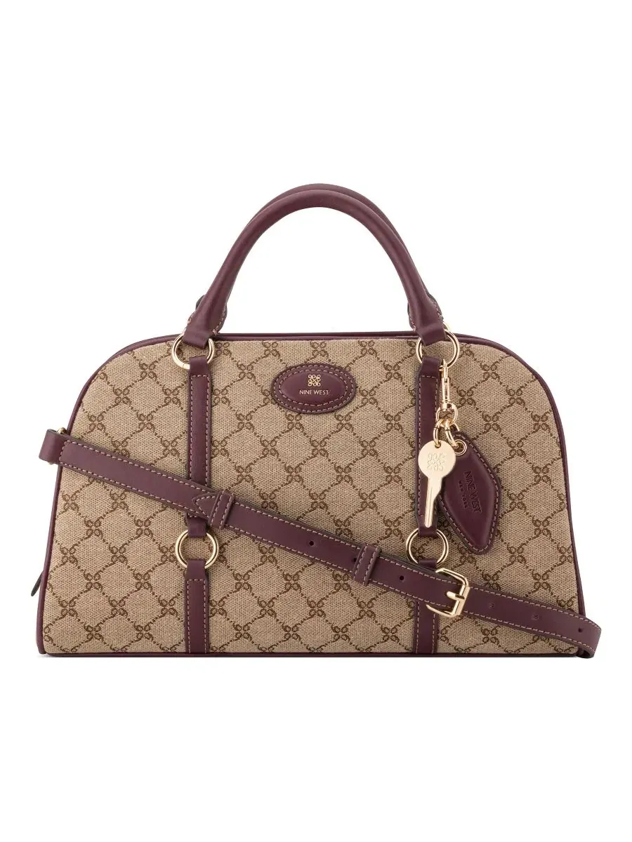 Средняя сумка-седло Cobel Medium Satchel Nine West, Mocha Logo/Boysenberry