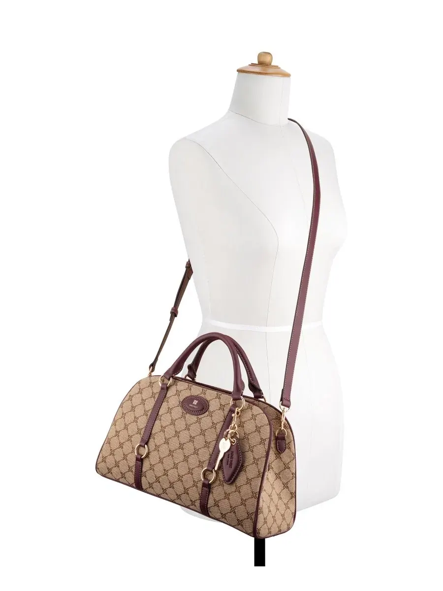 Средняя сумка-седло Cobel Medium Satchel Nine West, Mocha Logo/Boysenberry — изображение 2 из 6
