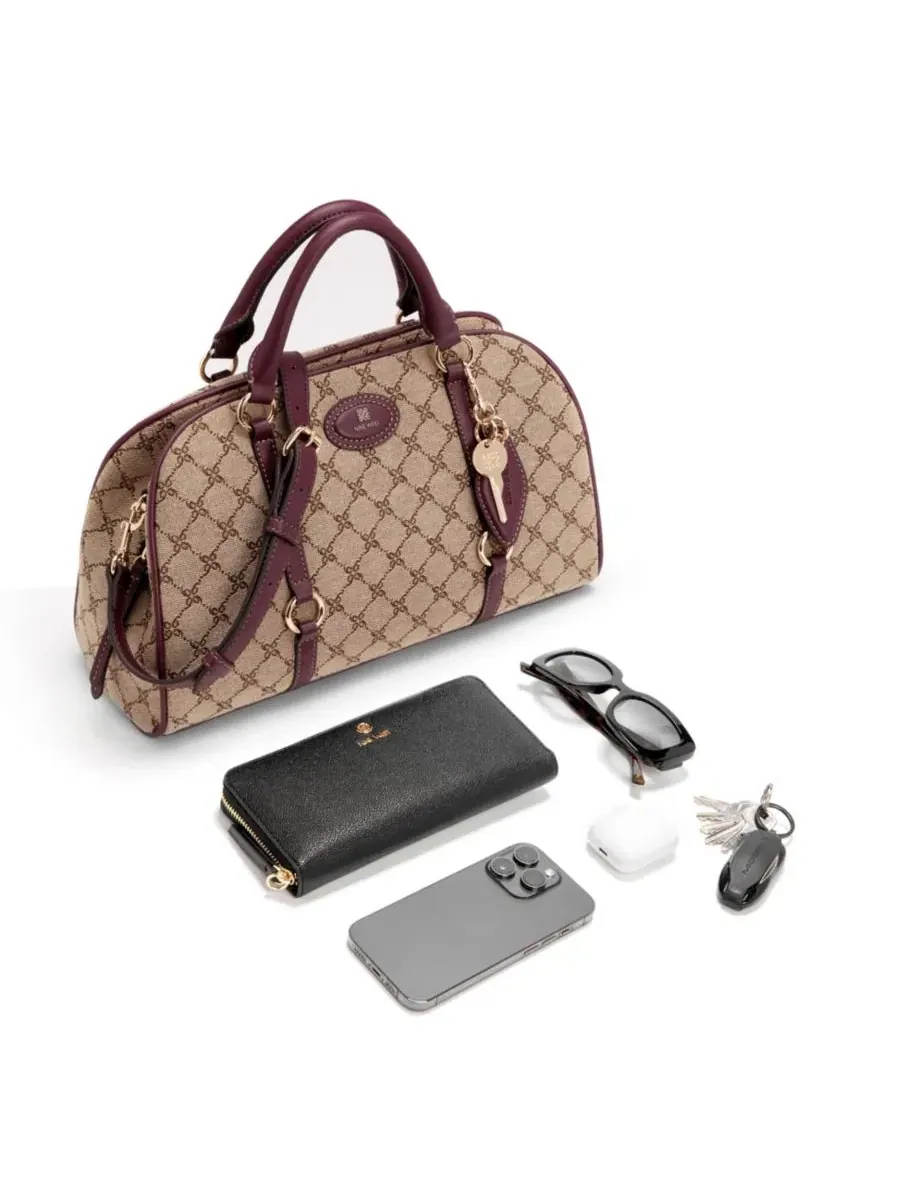 Средняя сумка-седло Cobel Medium Satchel Nine West, Mocha Logo/Boysenberry — изображение 6 из 6