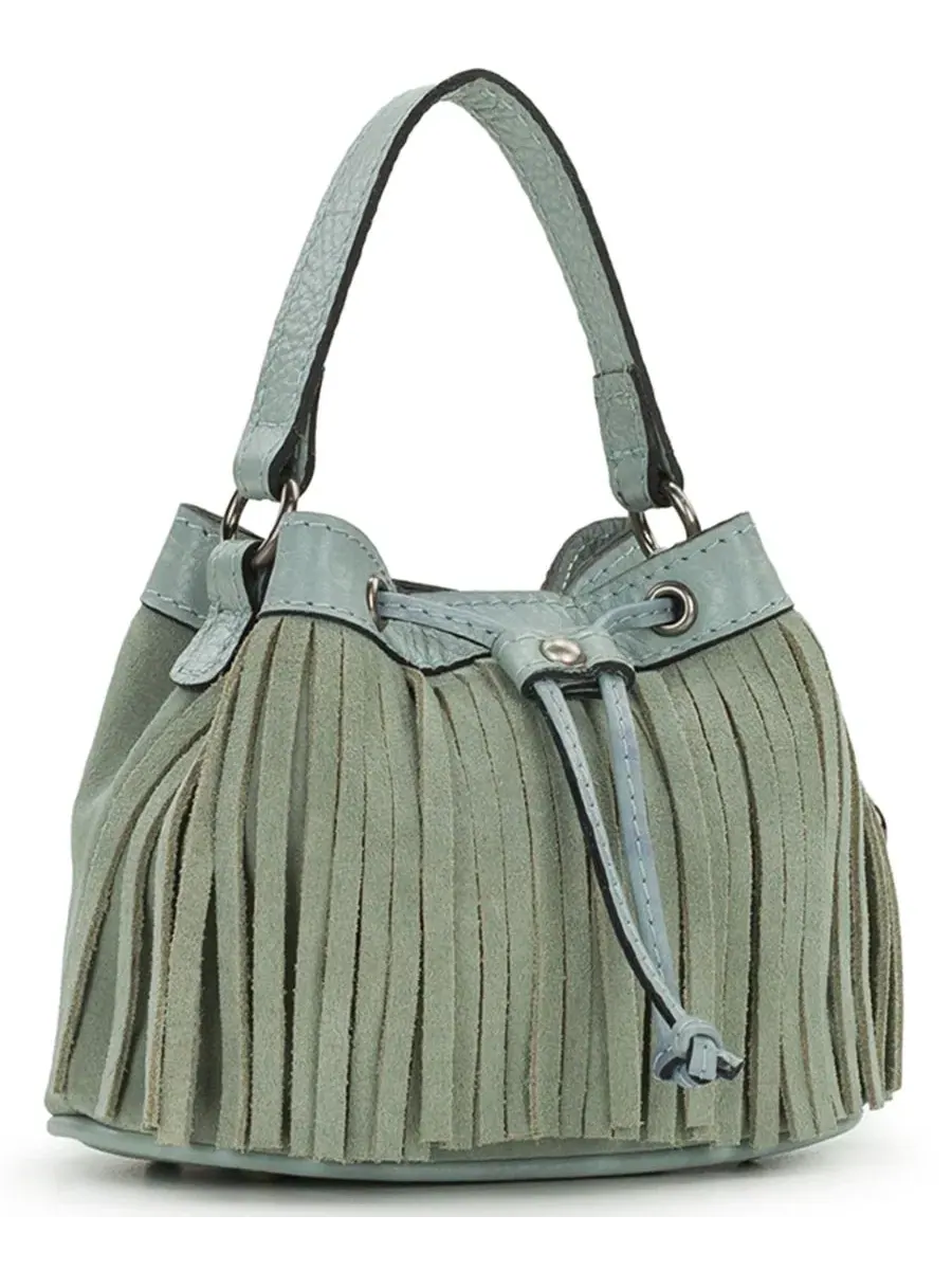 Мини-сумка через плечо из замши с шармом-сердцем Elisa Mini Suede Drawstring Crossbody Patricia Nash — изображение 3 из 5